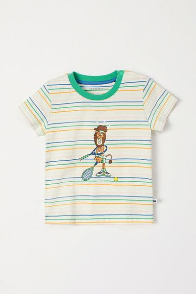Woody Cotton Baby Boy Pajamas-Pss - 910-Lion Themed Striped Ecru