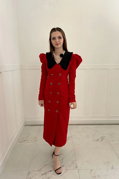 HELİS BUTİK Polina Red Dress - Stylish and Comfortable Design