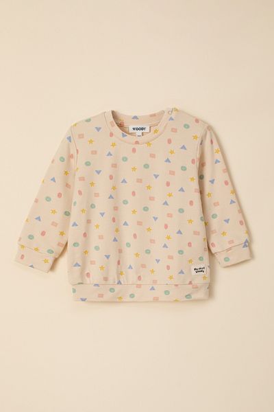 Woody Cotton Baby Pajamas-Bpc - 993- Geometric Printed Ecru