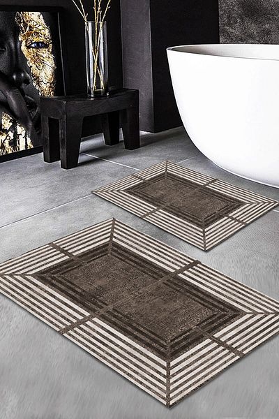 Evmila Set de covoare din 2 piese cu model modern (60x100/40x60) Set de covoare de baie