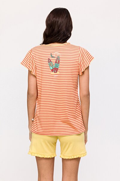 Woody Γυναικείες πιτζάμες-Psg - 930-Κοάλα με θέμα ριγέ κίτρινο