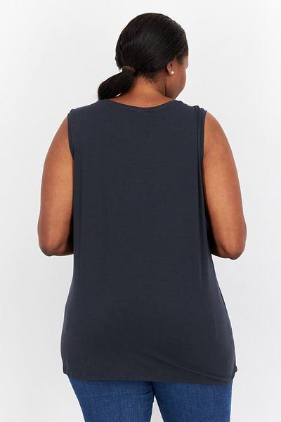 Eileen Fisher Women Plus Size Crew Neck Sleeveless Plain Top, Grey