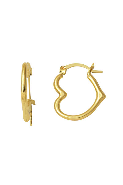 Bilezikci Orta Boy 14 Ayar Altın Kalp Halka Küpe