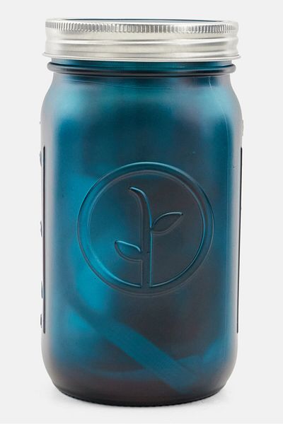 Modern Sprout Basil Indoor Garden Jar Hydroponic Herb Growing Kit Seed Starter Set, Teal Green