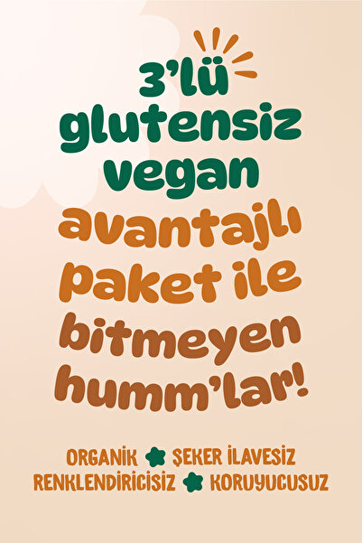 Humm Organic Organik Glutensiz Vegan Kek Atıştırmalık Paketi - 3 Adet (3 ÇEŞİT)
