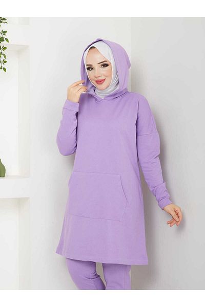 CNG MODA Women's Purple Kangaroo Pocket Tracksuit Set