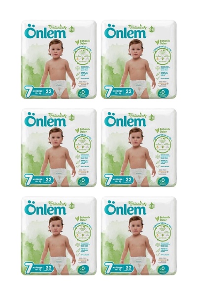 ÖNLEM Botanika 7 Beden Çocuk Bezi İkili Jumbo 7 No XXL 22 Li x 6 Adet