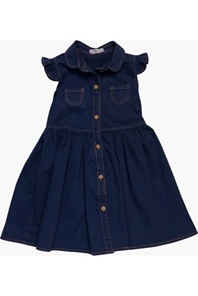 friend kids 3 Years Girl's Gabardine Shirt Dress - Pocketed and Buttoned - Na...