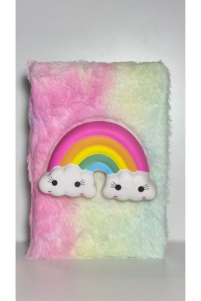 Bonjour Caiet moale și moale cu dungi Sanrio cu pene de pluș și fructe în relief