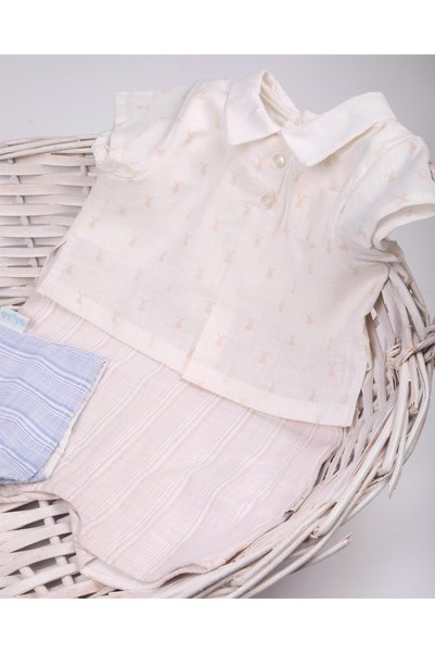 miabambim Rabbit Patterned Baby Shorts Jumpsuit