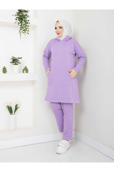 CNG MODA Women's Purple Kangaroo Pocket Tracksuit Set