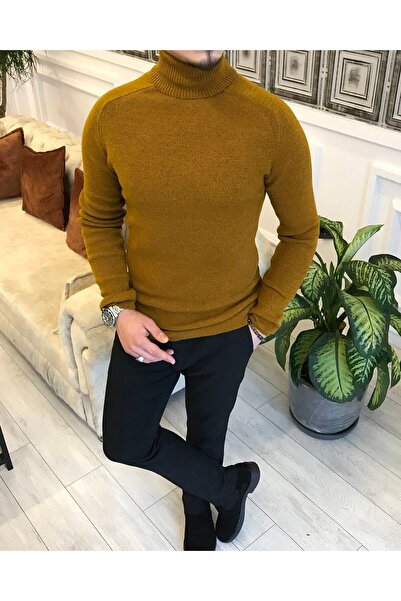 TerziAdemAltun Πλεκτό πουλόβερ με ζιβάγκο ιταλικού στυλ Taba T3929