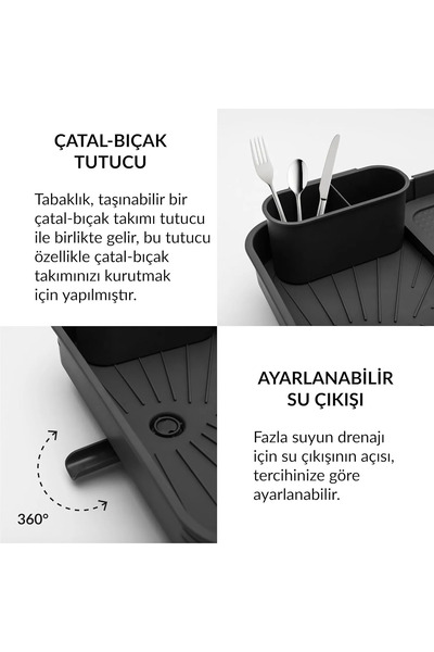 Mutfak Köşesi Retractable Sliding Dish Rack, Dish Basket - Anthracite