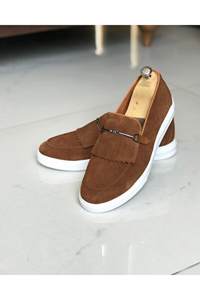 TerziAdemAltun Italian style loafer suede men's shoes Tan T9641