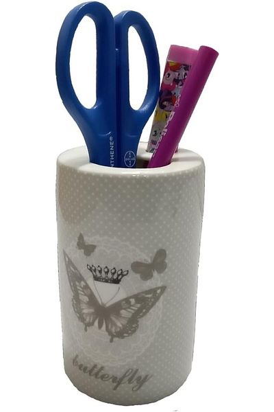 Skygo Modern Ceramic Office Supplies - Butterfly Pattern, One Size 7X7X11Cm