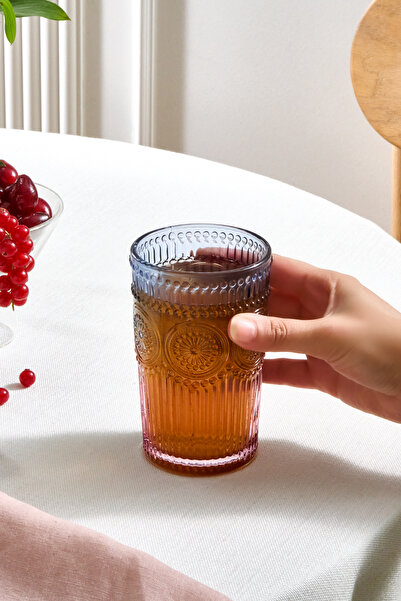 Karaca Sunflower Meşrubat Bardağı 332 Ml Mavi Pembe