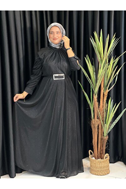 Butik büyük beden Rochie evazată din tul cu sclipici