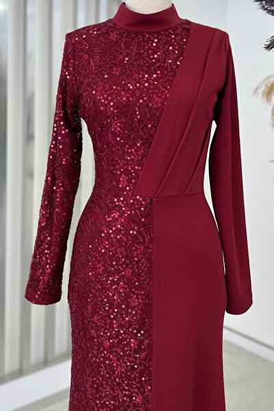 Esilanur Βραδινό φόρεμα Azalea Hijab Claret Red