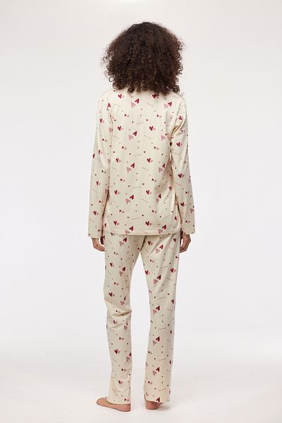 Woody Ecru Women's Pajamas - Ypd 912 Heart Printed