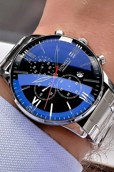 Homies Men's Silver Color Waterproof Wristwatch - All Functions Active, Steel Cord Gift Bracelet Hms2773C1