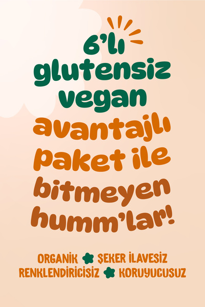Humm Organic Organik Glutensiz Vegan Kek Atıştırmalık Paketi - 6 adet (3 çeşit)