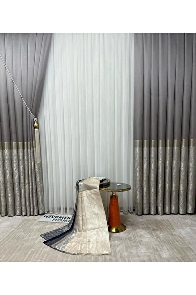 NİVEMESHOME Nivemeshome Inci V-5431 1/3 Clare Pile Gri Fundal Cortina Apm