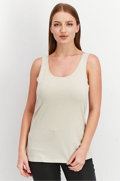Tchibo Women 2 Piece Round Neck Sleeveless Solid Tank Tops, Grey