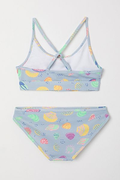 Woody Bikini protejat UPF50+ pentru fete de 2-8 ani-Zwc - 938-Albastru imprimat