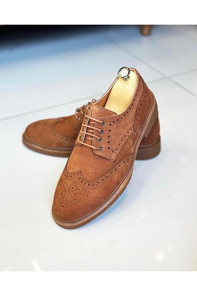 TerziAdemAltun Ανδρικά παπούτσια από φυσικό δέρμα nubuck εσωτερικού εξωτερικού ιταλικού στυλ T11227