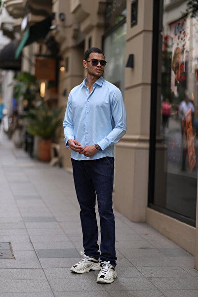 PASSERO Slim Fit Snap Fastener Σατέν πουκάμισο