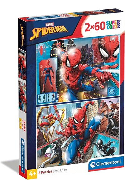 CLEMENTONI كليمنتوني سبايدرمان 21608-سبايدرمان-2 × 60 قطعة أحجية - أحجية متعددة الألوان للأطفال من سن 4 سنوات