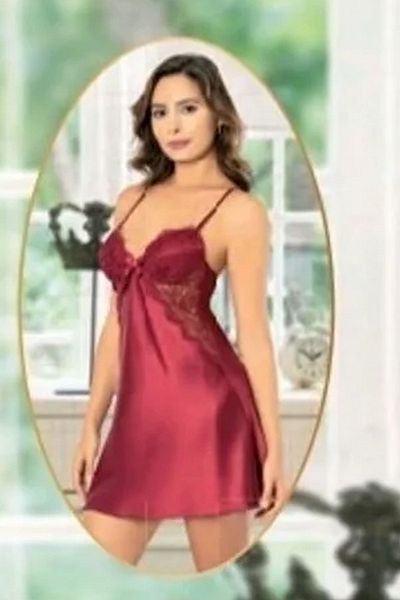 CT MODA Set pijamale și rochii pentru femei din satin burgundy - design special, pantaloni scurți, set de 6