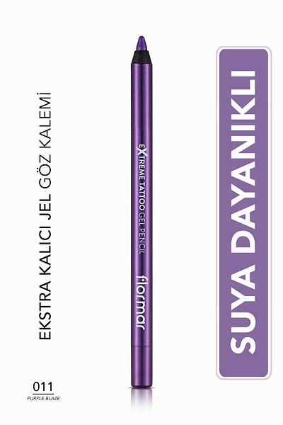 Flormar Sparkling Permanent Eye Pencil (PURPLE) - Extreme Tattoo Gel Pencil - 011 Purple Blaze -8682536041188