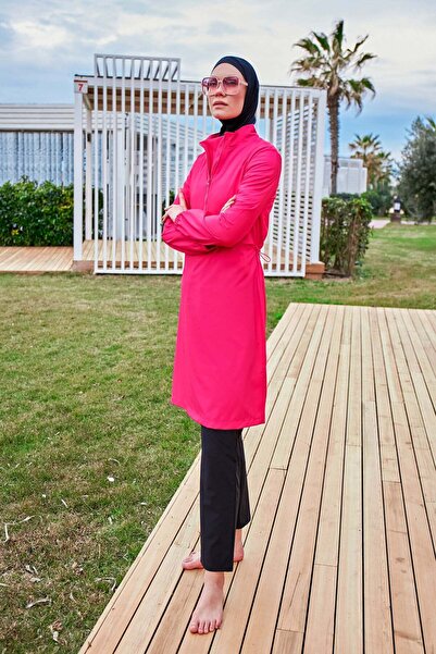Marina Paraşüt Kumaş Pembe Tam Kapalı Tesettür Mayo M2408