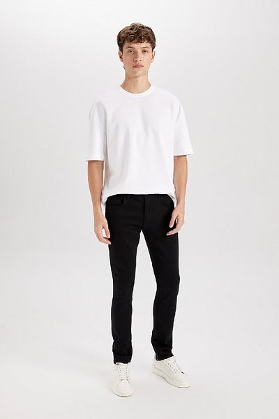 DeFacto Pedro Slim Fit Skinny Fit Κανονική μέση στενή πόδι Μαύρο τζιν παντελόνι S2711az24au