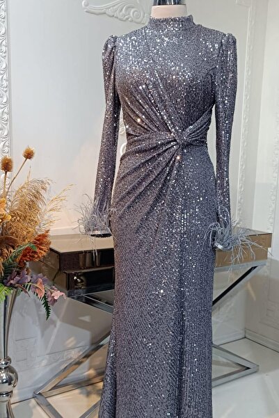 Esilanur Hüma Tesettür Abiye Gümüş