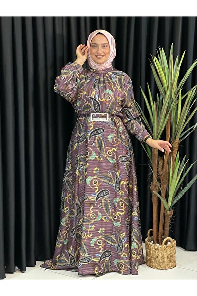 Butik büyük beden Rochie evazată din șifon cu modele