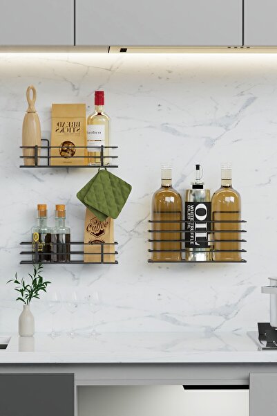 zabata Yapışkanlı 3lü Yağdanlık Rafı Yağlık Mutfak Düzenleyici Organizer Sirkelik Baharatlık Altlığı Standı