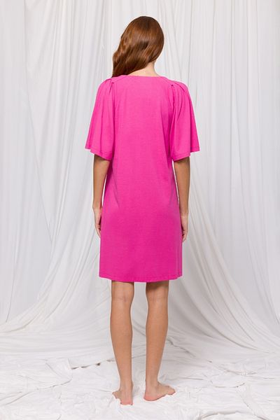 Woody Φόρεμα με ντραπέ V-Neck-Xdf - 371-Fuchsia