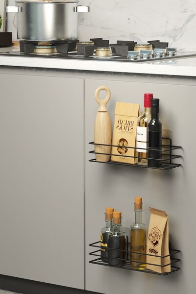 zabata Cabinet Door Shelf Adhesive Set of 2 Kitchen Countertop Organizer Wall Organizer