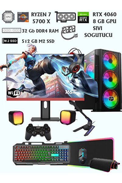 RAMTECH BİLGİSAYAR STRİKE RYZEN 7 5700X RTX4060 32GB RAM 512GB M2 24'' 165HZ PİVOT MASAÜSTÜ OYUNCU BİLGİSAYARI