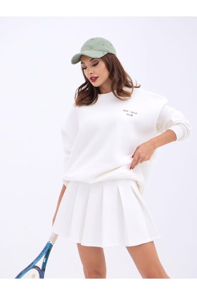 Fame Set hanorac și fustă pentru femei Ecru