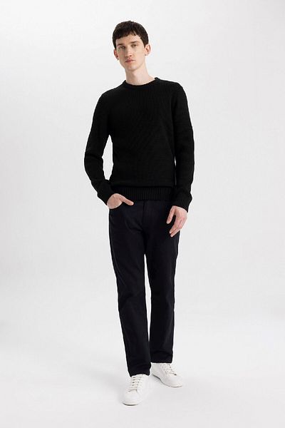 DeFacto Standard-Passform, normaler Schnitt, Rundhalsausschnitt, Basic-Strickpullover N9902az24wn