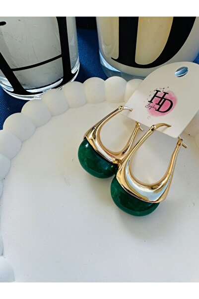 HD İTHAL VİP SERİ 14K ALTIN RENGİ BİREBİR KUYUMCU İŞÇİLİĞİ VİP YEŞİL RENK KÜPE