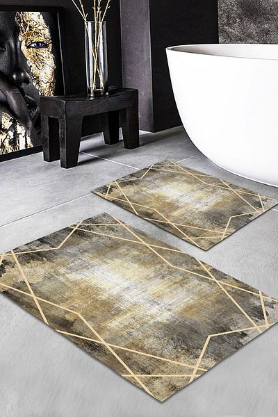 Evmila Set de covoare din 2 piese cu model modern (60x100/40x60) Set de covoare de baie