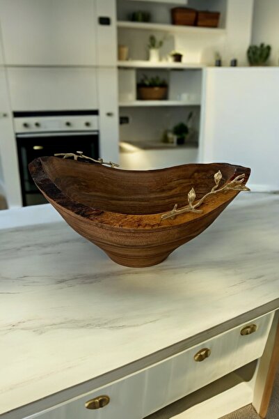 GRİKOZALAK Doğal Kenar Ahşap Kase,sunum Tabağı, Meyvelik, Salata Kasesi, Kase...