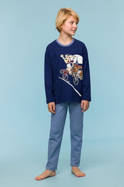 Woody Ανδρικές πιτζάμες Navy Blue - 889-plu