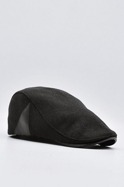 Külah Men's Hat Woolen Sports Cap with Leather Accessories