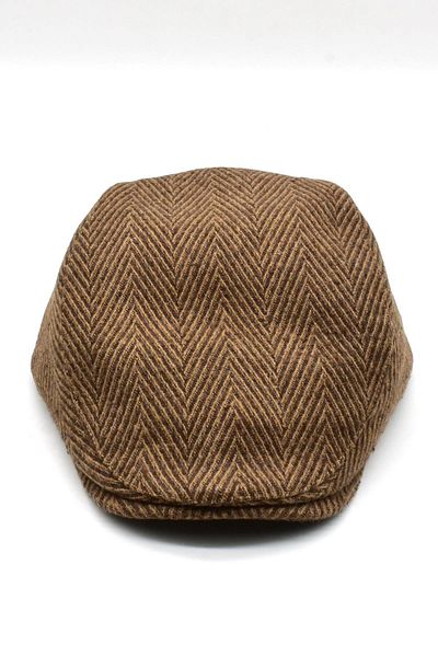 Külah Coffee Herringbone Pattern Newsboy Duckbill Classic Cap Wool Golf Cap