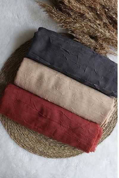 Avzen Bamboo Kraş Shawl Σετ 3 ανθρακί, τούβλο, κρέμα